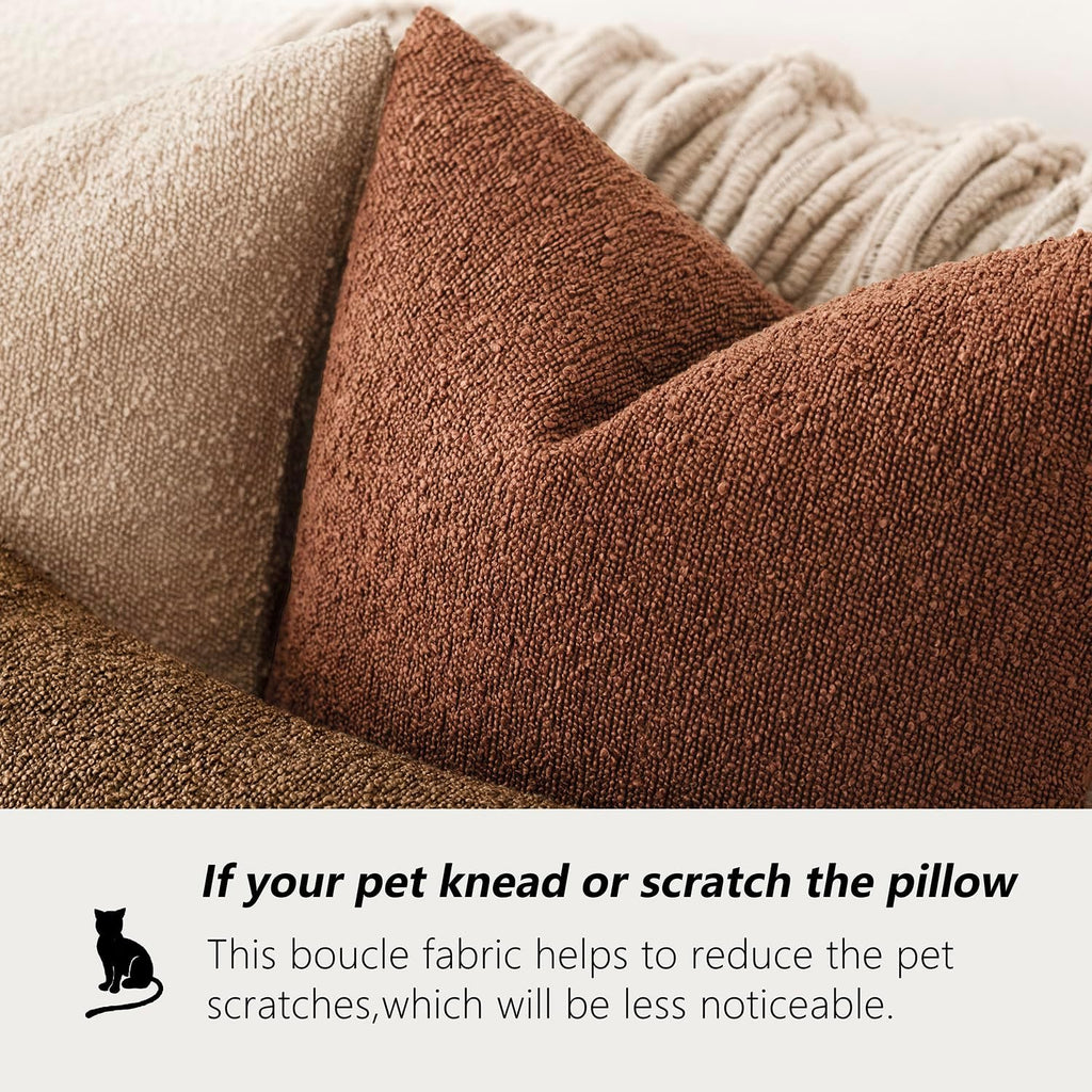 Foindtower Decorative Textured Boucle Throw Pillow Covers Accent Solid Pillow Cases Neutral Soft Cozy Couch Cushion Case for Chair Sofa…