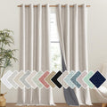 NICETOWN Brich Vintage Open Linen Weave Flax Thermal Curtains, 100% Blackout Curtains 95" Long for Dining Room, Soundproof Window…