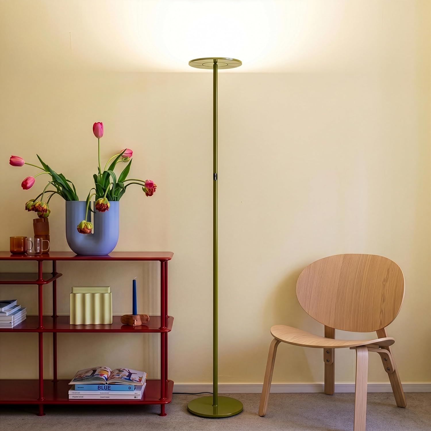 Brightech Sky LED Floor lamp, Torchiere Super Bright Floor Lamp for Living Room Decor & Office - Dimmable, Tall Standing Lamp with Warm…