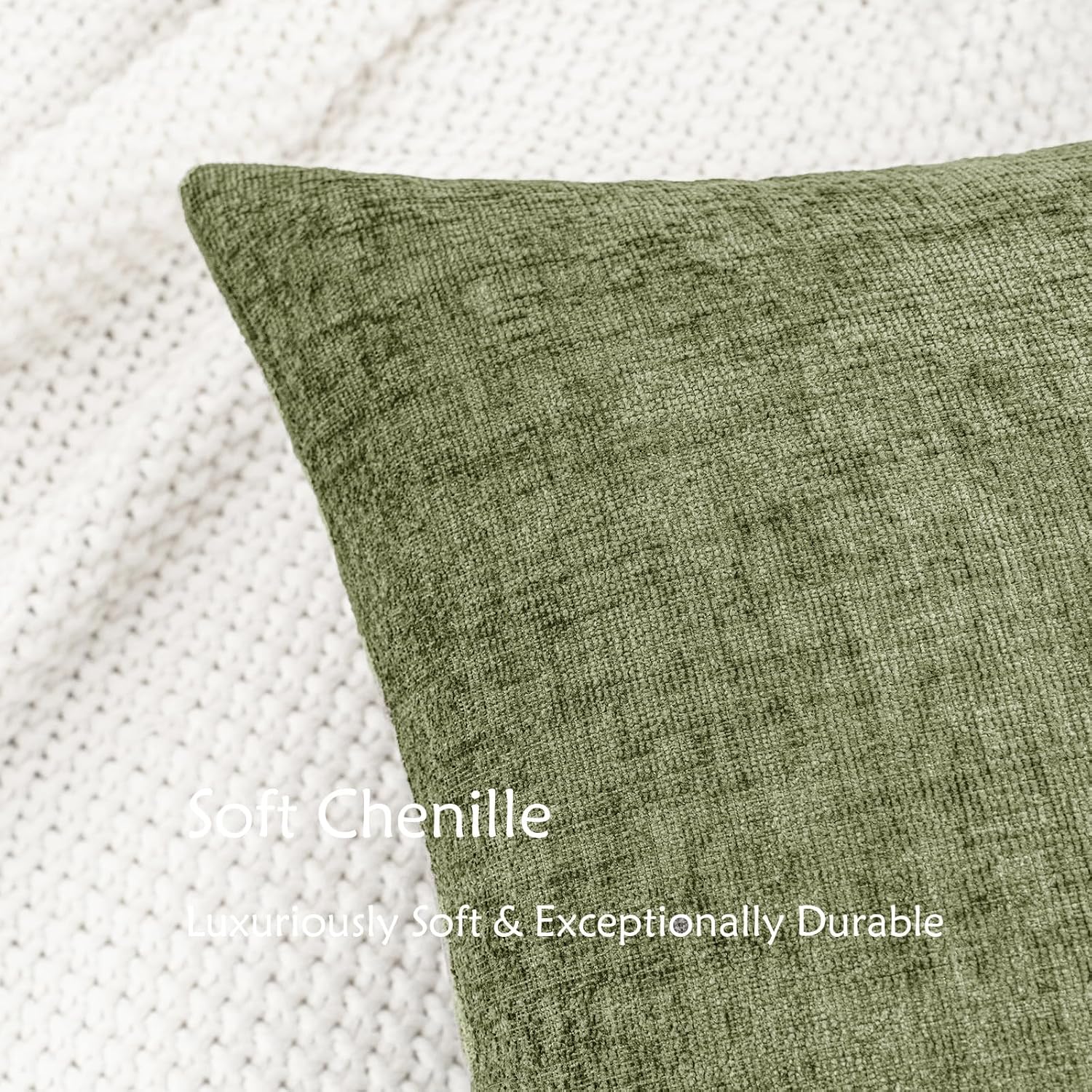Hwy50 HWY 50 Sage Green Lumbar Pillow Covers 12x20 Inch Pack of 2, Soft Chenille Decorative Throw Pillow Covers Farmhouse for Spring Couch…