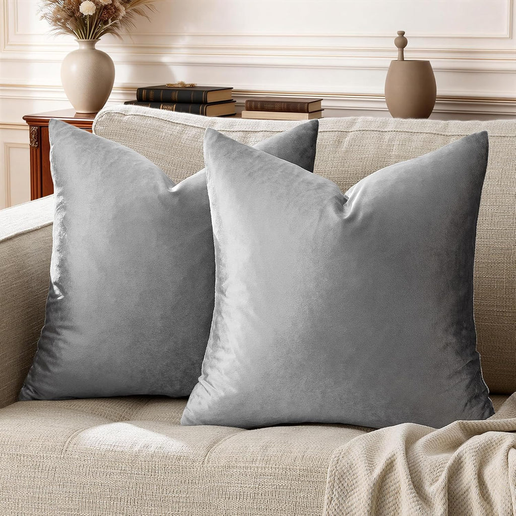 GIGIZAZAFocusingonhomedecoration GIGIZAZA 24x24 Velvet Pillow Covers Set of 2, Dark Grey Big Square Throw Pillows Modern Covers for Living R…
