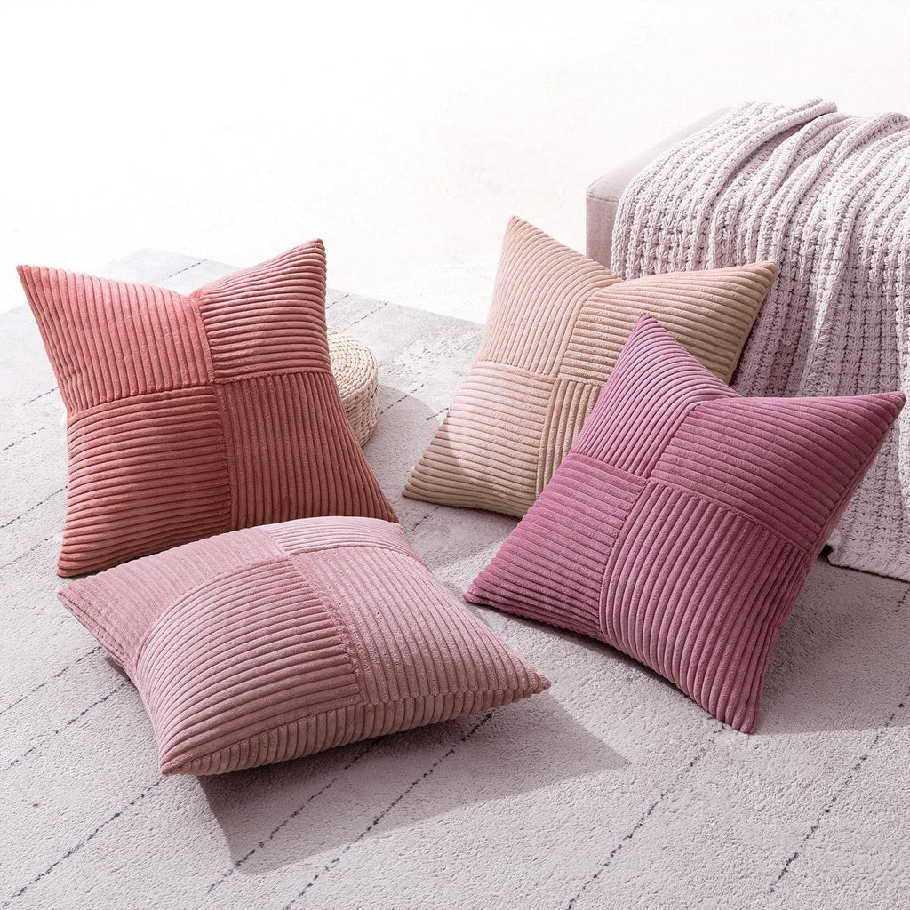Miulee Aesthetic Pink Throw Pillow Covers 18x18 Inch Set of 4 Spring Decorative Coquette Cushion Cases Cute Gradient Pillow Cases Corduroy…