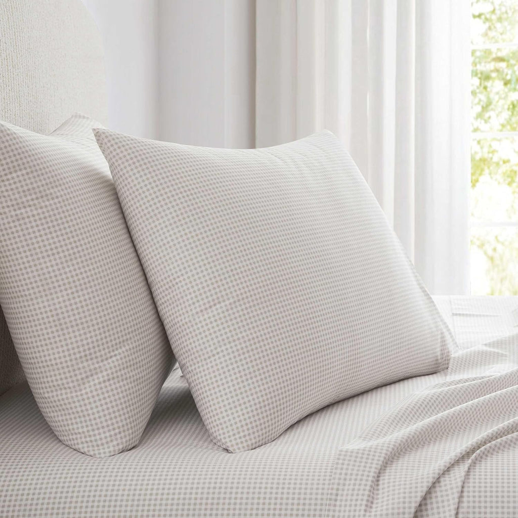 MarthaStewart Martha Stewart - King Size Sheets Set, Crisp & Tailored Cooling Sheets with a Naturally Smooth Cotton Percale Lightweight Fee…