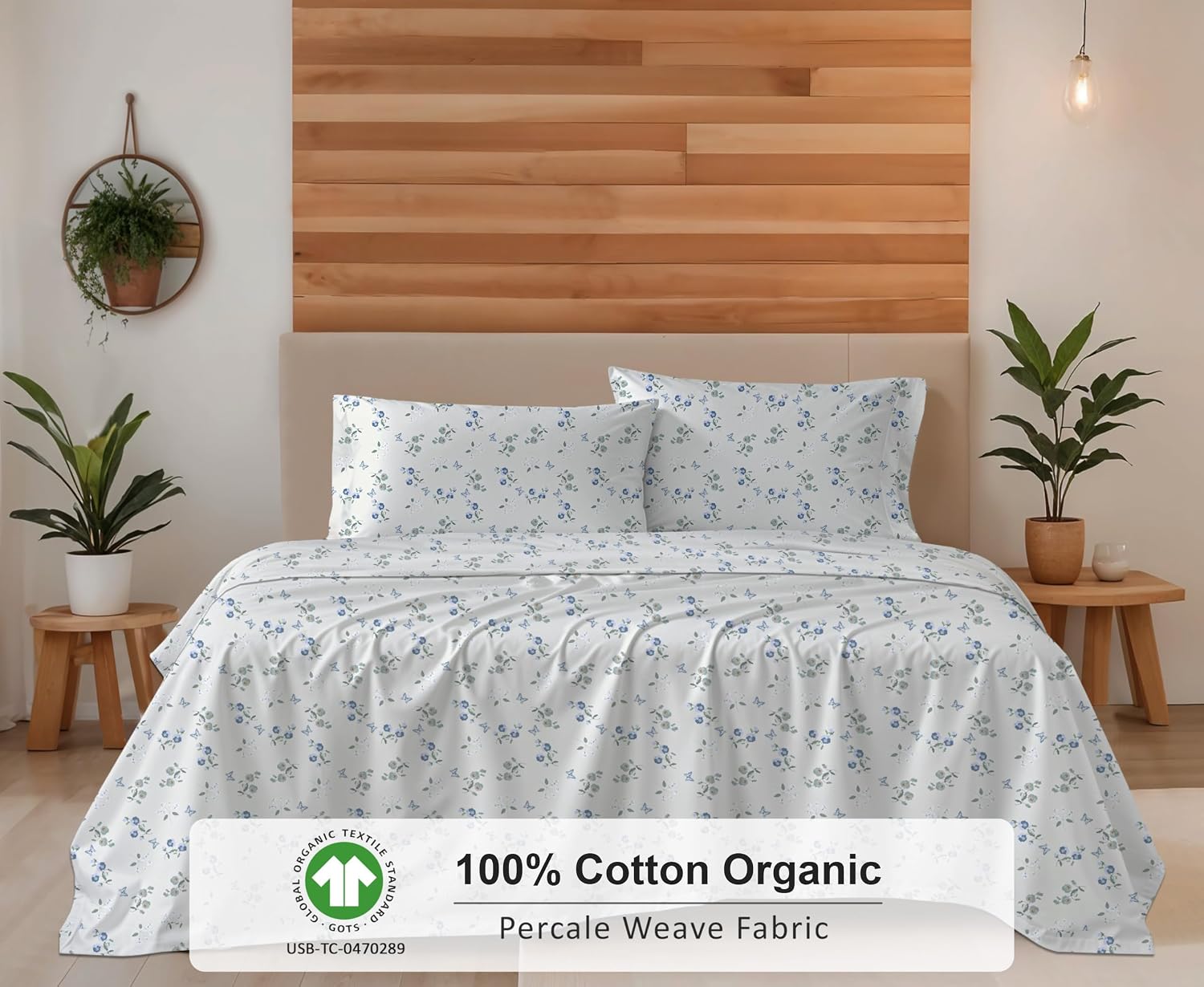 Ruvanti 100% Cotton Organic Percale Sheets Twin Size – Crisp Cooling Bed Sheets for Hot Sleepers, Deep Pocket 15”, Soft Peach Finish, Breat…