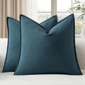 EMEMA Decorative Linen Throw Pillow Covers 24x24 Inch Navy Blue Boho Farmhouse Neutral Couch Throw Pillows for Bed Pack of 2 Accent…
