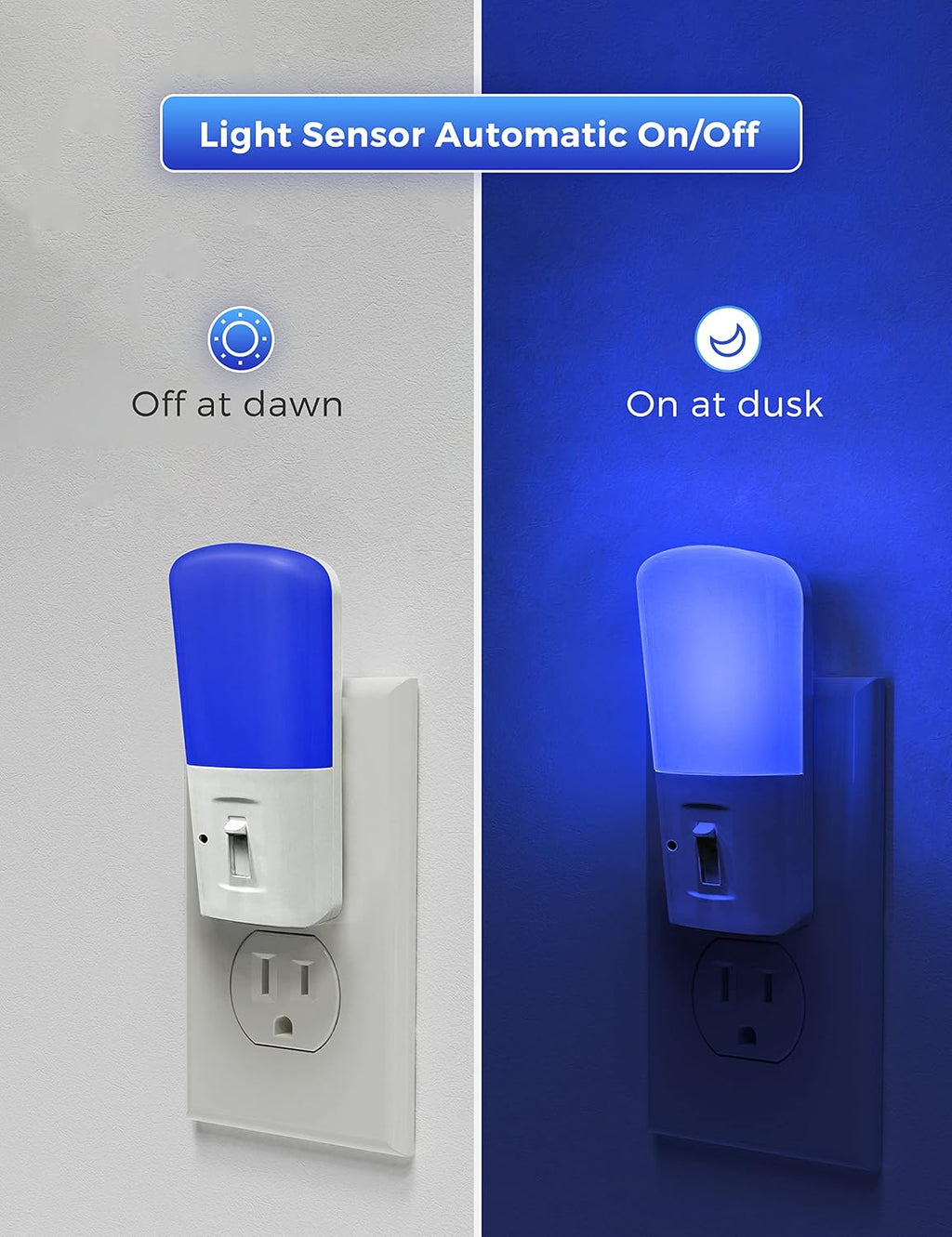L LOHAS LED Blue Night Light Plug in, Dimmable Decorative Wall Blue Light LED Night Lights with Dusk to Dawn Sensor, Adjustable…