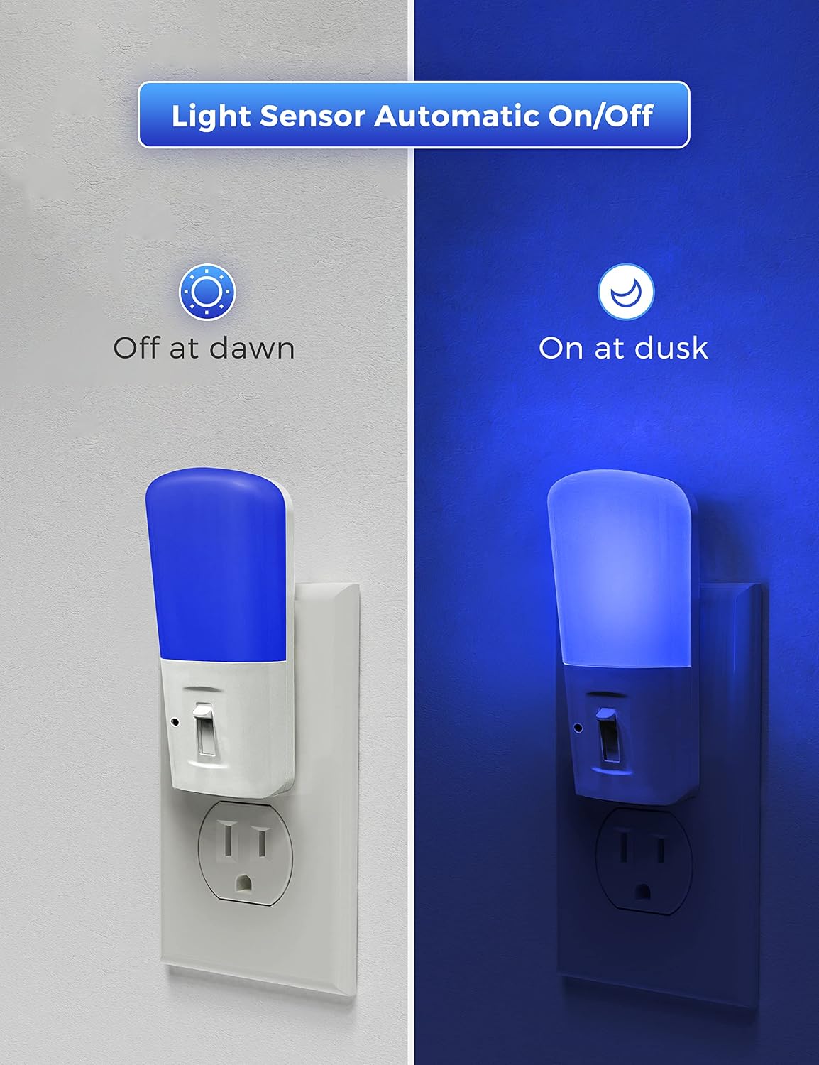 L LOHAS LED Blue Night Light Plug in, Dimmable Decorative Wall Blue Light LED Night Lights with Dusk to Dawn Sensor, Adjustable…