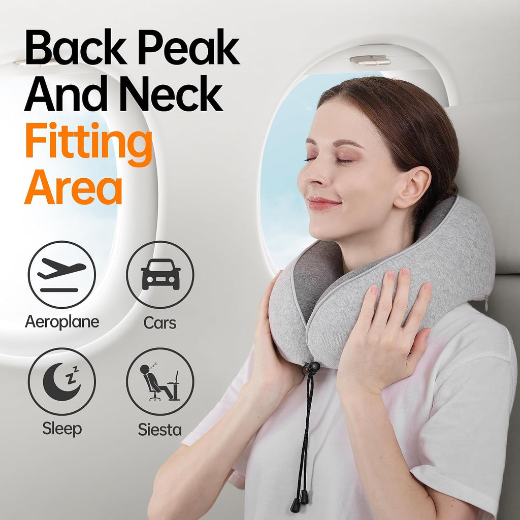 MANXUEKAI Travel Neck Pillow 100% Pure Memory Foam Travel Pillow for Sleeping on Airplane, Car, Train, Bus, Office and Home Use, Washable…
