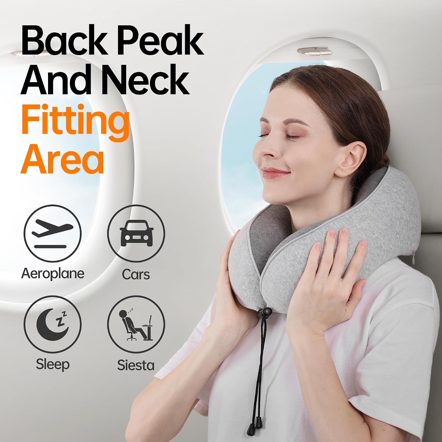 MANXUEKAI Travel Neck Pillow 100% Pure Memory Foam Travel Pillow for Sleeping on Airplane, Car, Train, Bus, Office and Home Use, Washable…