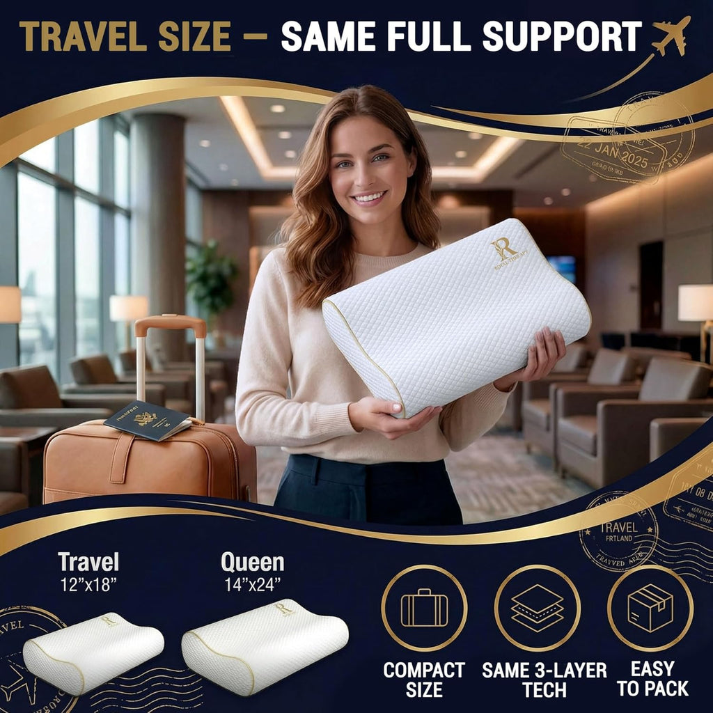 Royaltherapy Royal relaxation Travel Memory Foam Cervical Pillow – Contour Pillow for Neck and Shoulder Pain White