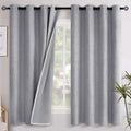 YoungsTex Grey Linen Blackout Curtains 68 Inch Length for Bedroom, Full Light Blocking Burlap Textured Drapes for Living Room Farmhouse The…