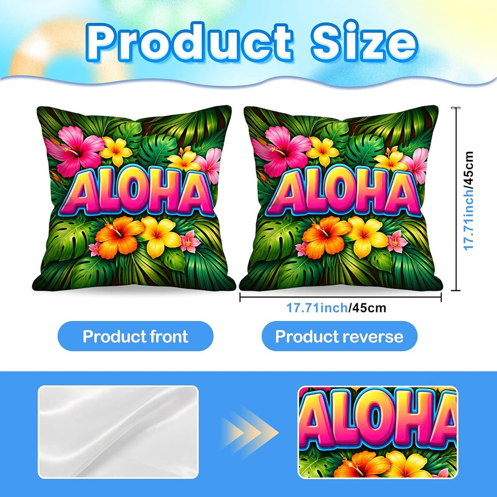 BlissYard Aloha Tropical Throw Pillow Covers 18x18 Set of 2 Decorative Pillow Covers Hawaiian Summer Floral Pillow Covers for Couch Sofa…
