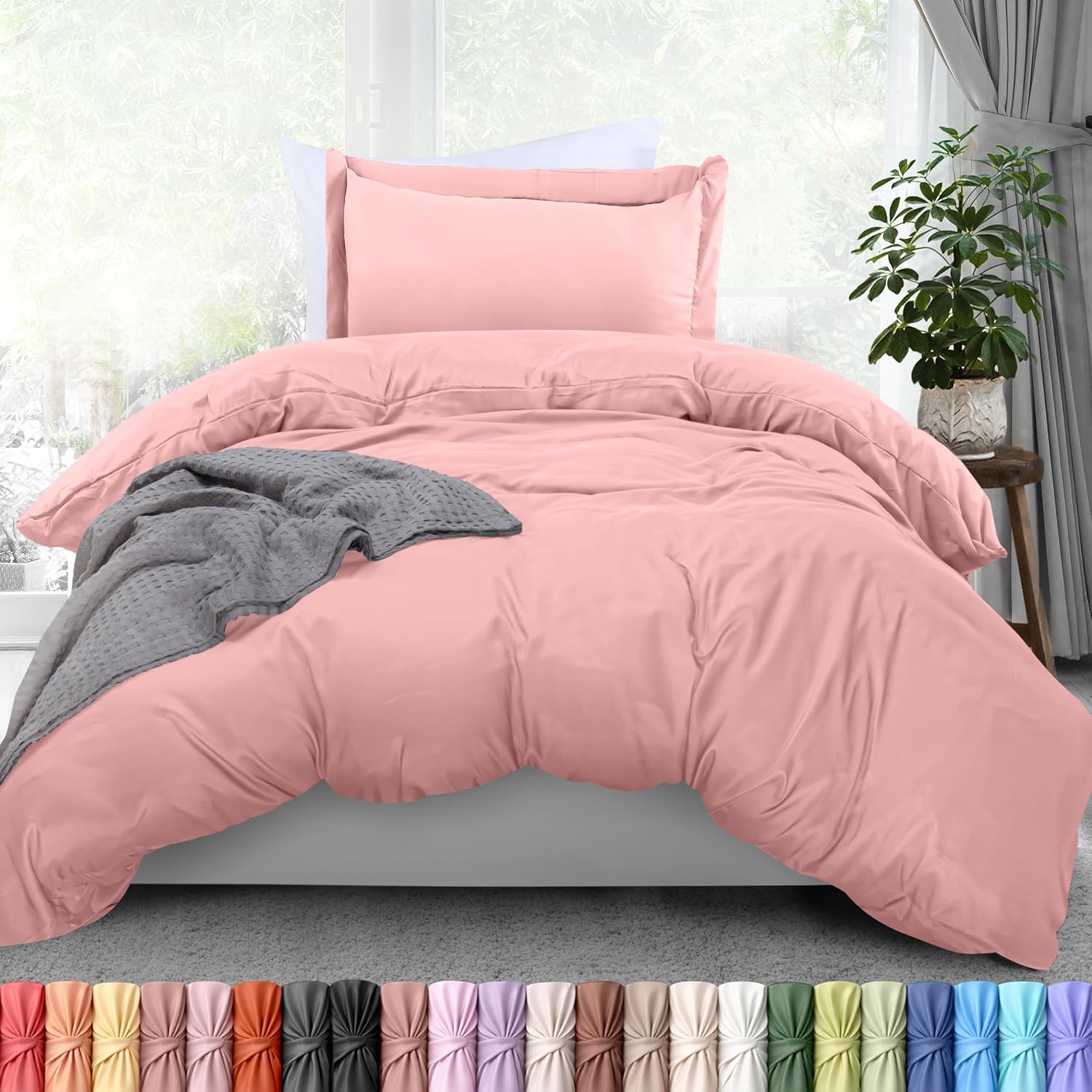 Utopia Bedding Duvet Cover Twin Size - 2 Piece with Zipper Closure - 1 Comforter Cover 68X90 Inches & 1 Pillow Sham 20X26 Inches (Pink)…