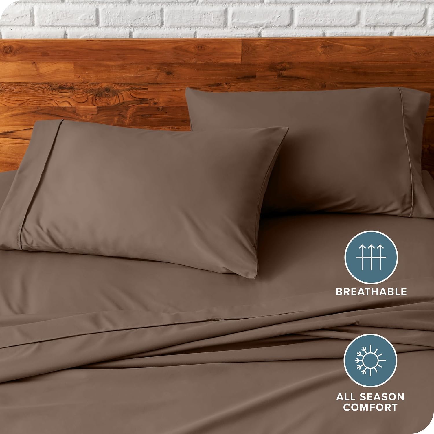 BareHome Bare Home Microfiber Pillow Cases - Standard/Queen Size Set of 2 - Cooling Pillowcases - Double Brushed - Cocoa Pillowcases 2 Pack…