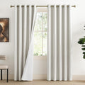NICETOWN 100% Absolutely Blackout Linen Curtains with Thermal Insulated White Liner, Ivory, 62" Wide, 2 Pieces, Privacy Vertical Window…