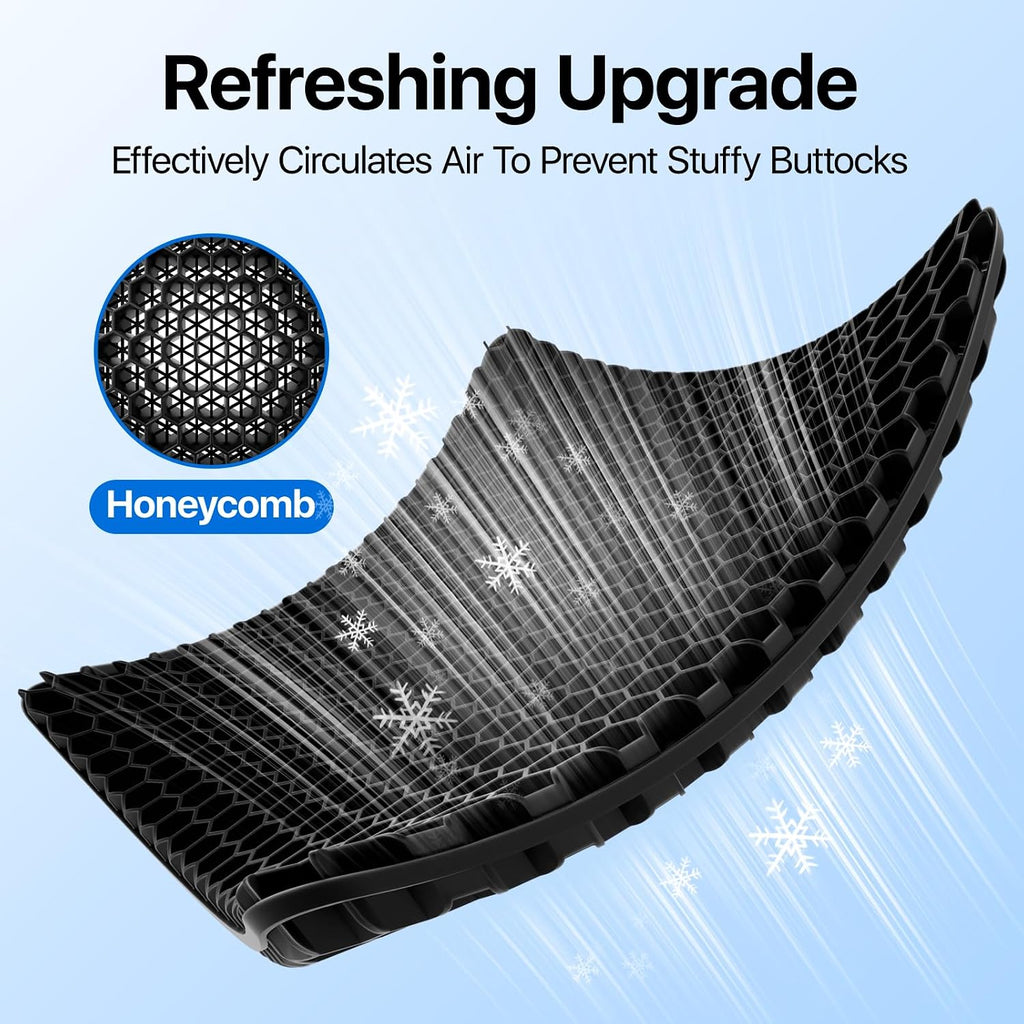 Gel Seat Cushion, Cooling Thick Big Breathable Honeycomb Design Absorbs Pressure Points Seat Cushion with Non-Slip Cover for Office Chair…