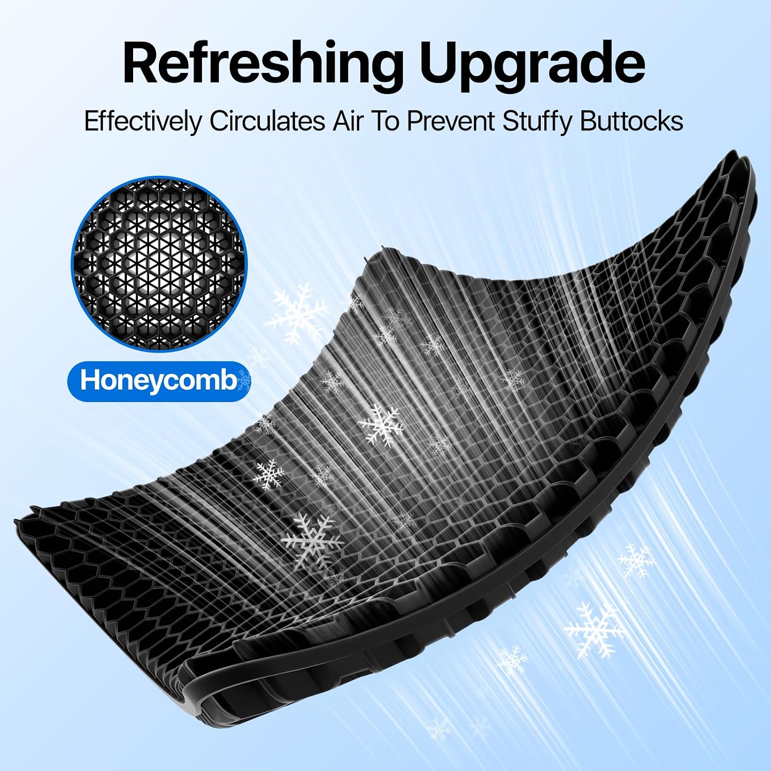 Gel Seat Cushion, Cooling Thick Big Breathable Honeycomb Design Absorbs Pressure Points Seat Cushion with Non-Slip Cover for Office Chair…