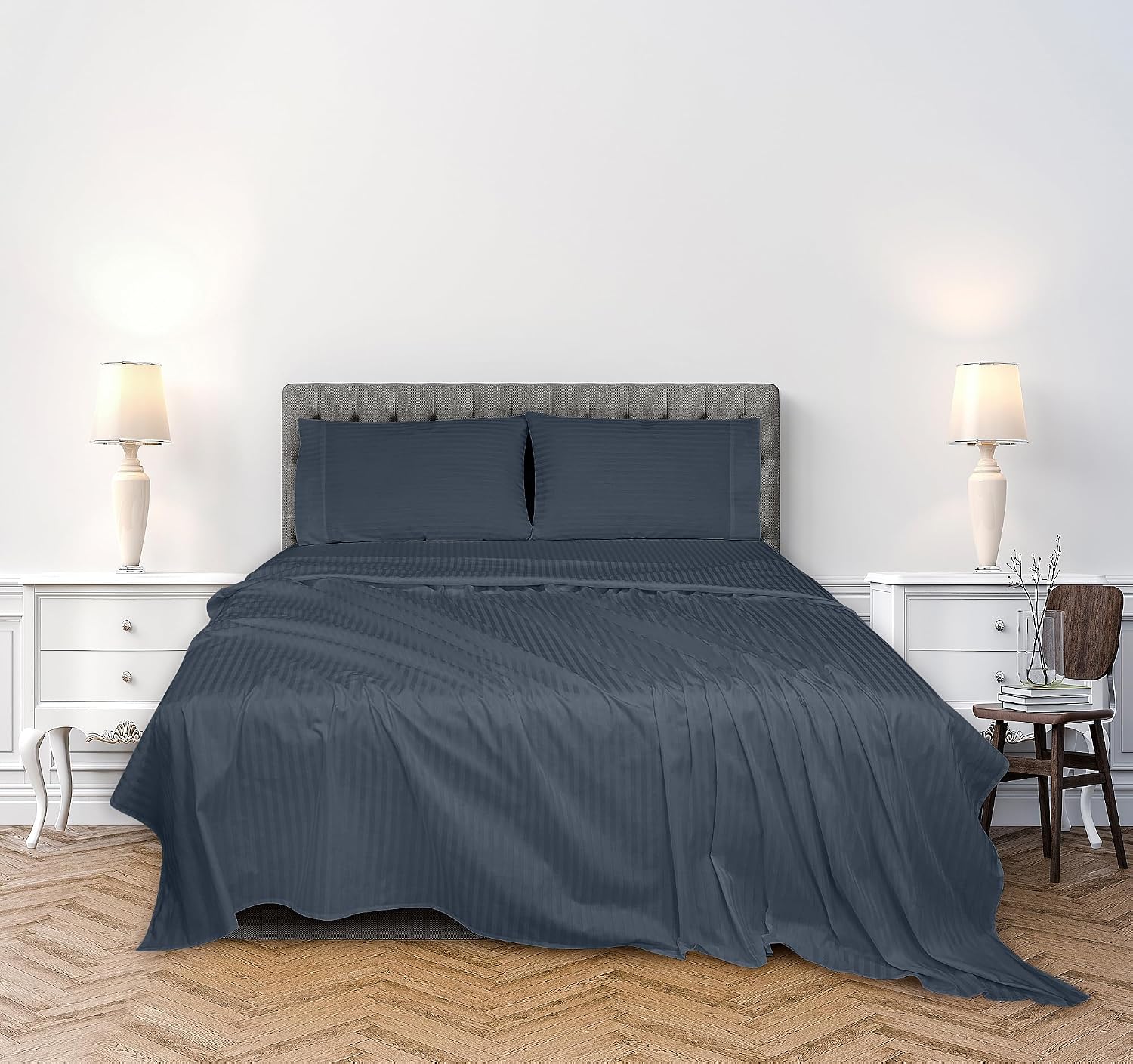 Royalelinens ROYALE LINENS 300 Thread Count 100% Long Staple Combed Cotton Printed Sheet Set - 4 Piece Full Bed Sheets - 1 Fitted, 1 Flat,…