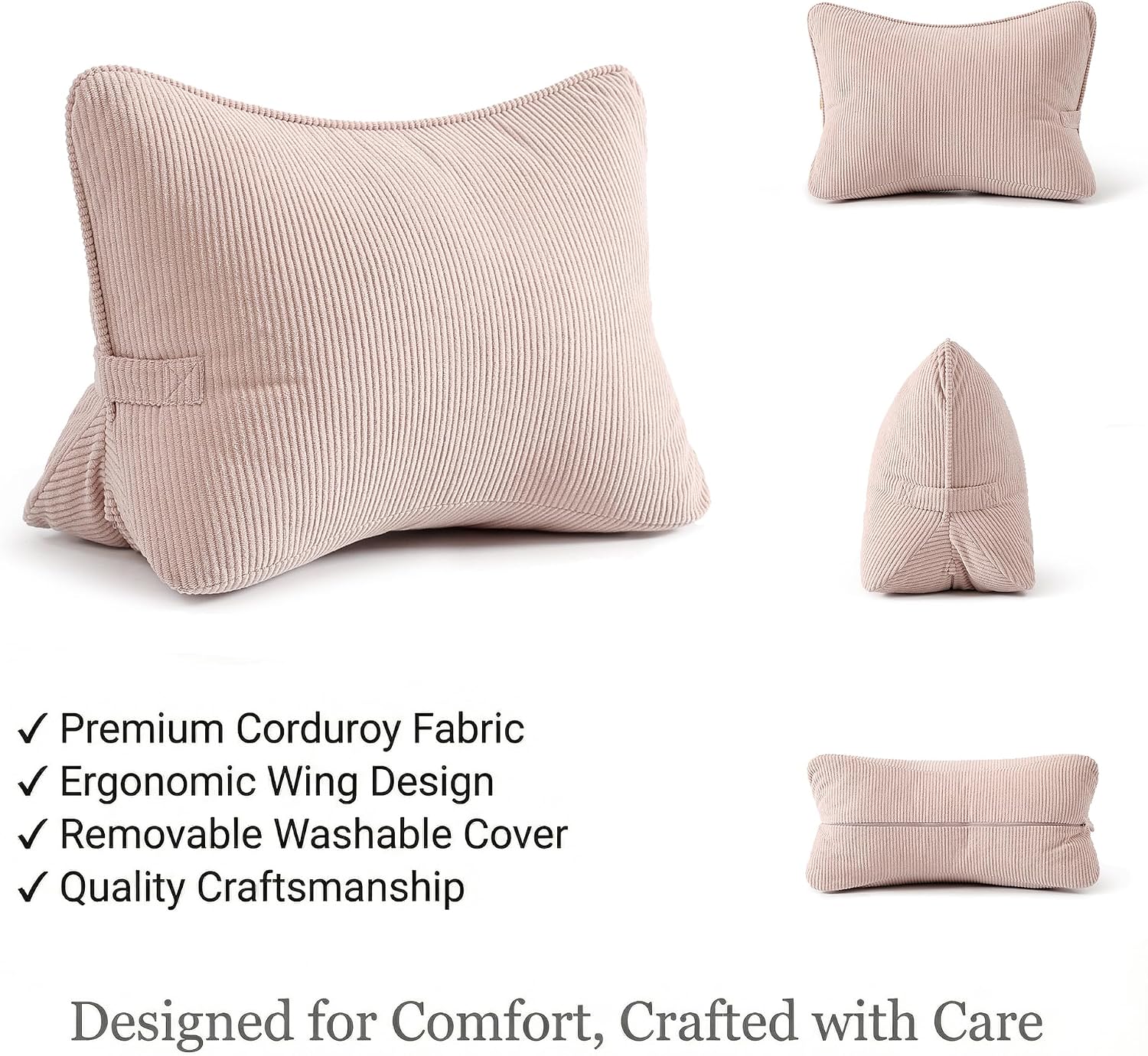 Pat. Pend. Corduroy Back Support Pillow for Sitting, Ideal for Expecting Moms, Low Back Cushion for Bed Sitting, Reading & Relaxing…
