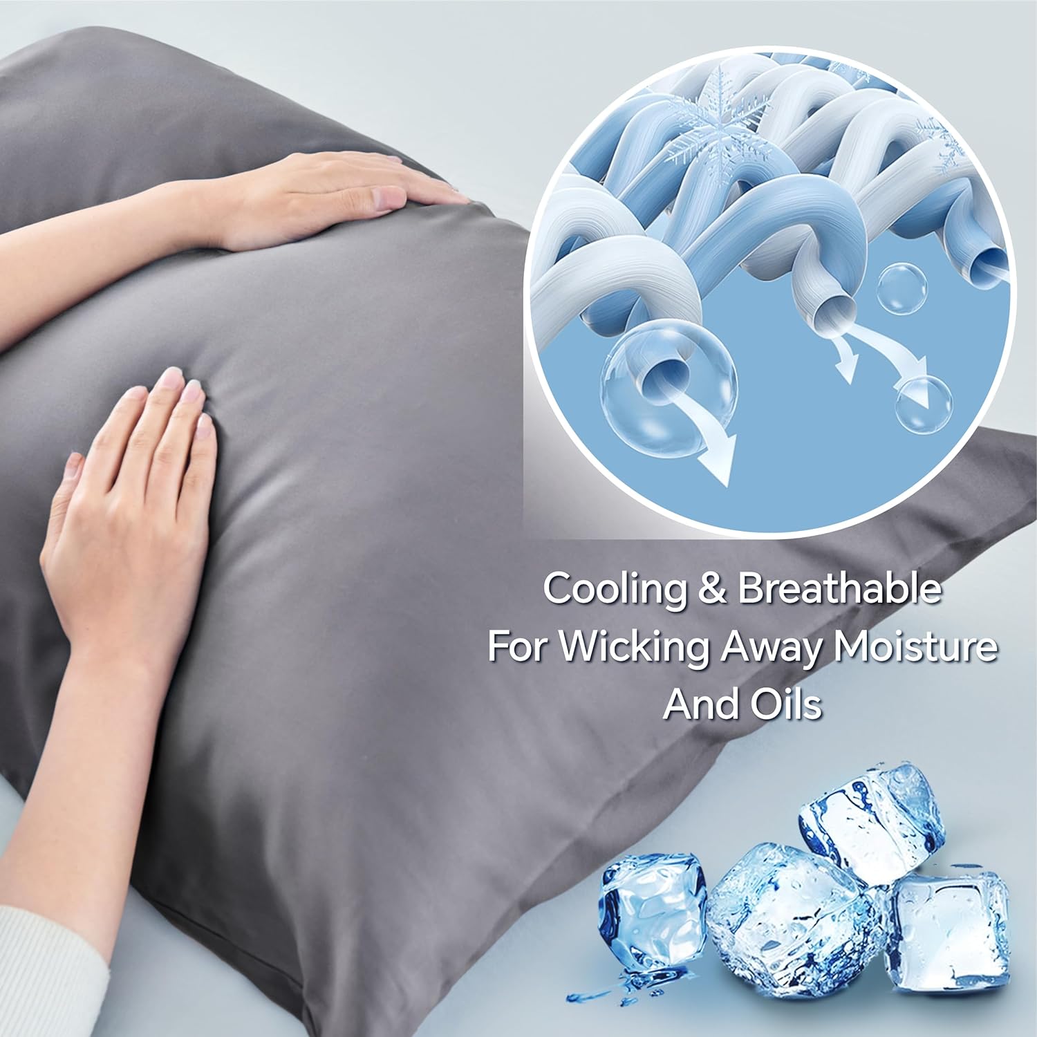 Bedelite Cooling Pillow Cases for Hot Sleepers & Night Sweats, Rayon Derived from Bamboo, Grey Pillow Cases Queen Size of 2, Breathable and…