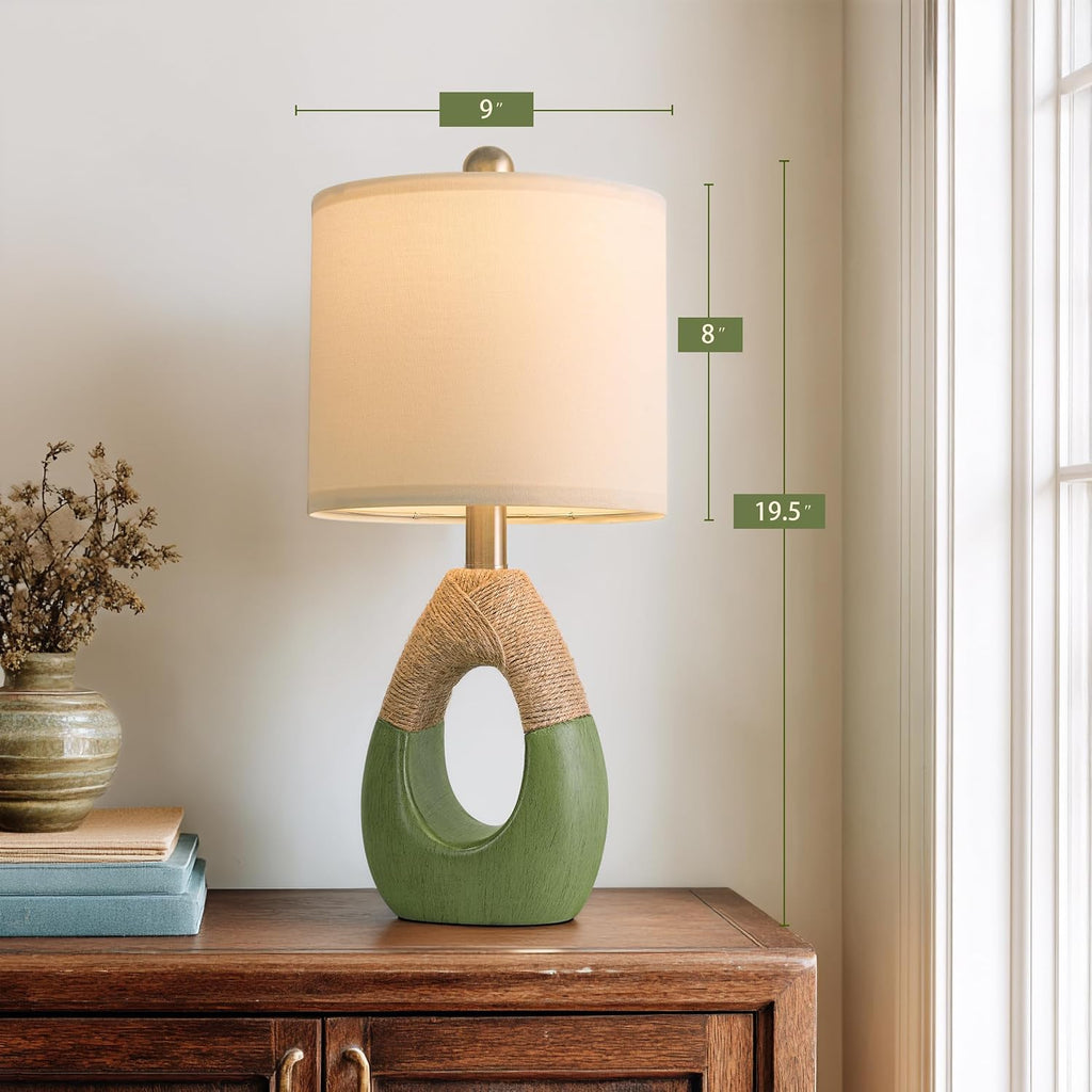 OYEARS 19" Table Lamps Set of 2, Bedside Lamps for Living Room, Lamps for Bedroom, Farmhouse Rattan Table Lamp, Small Space Nightstand…