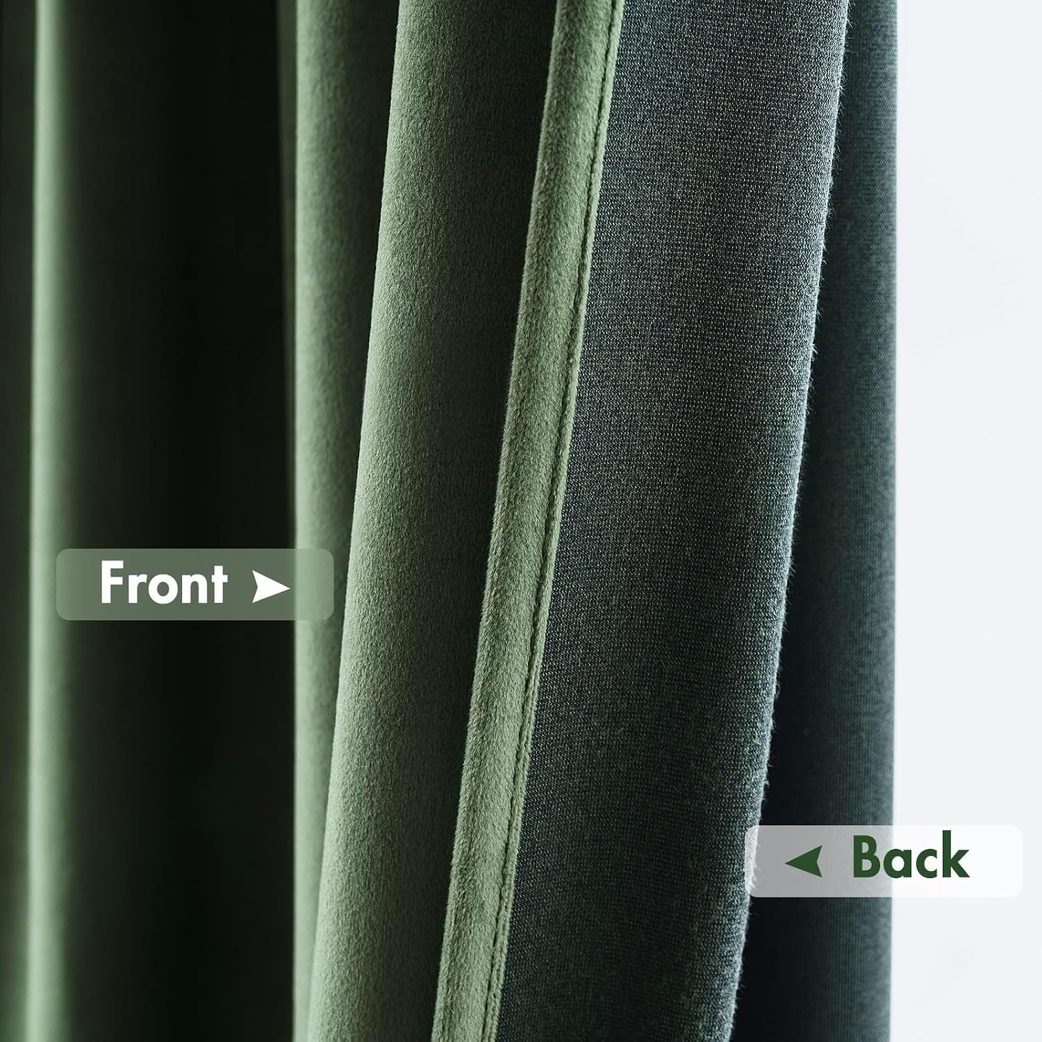 MIULEE Olive Green Velvet Curtains Thermal Insulated Blackout Curtain Drapes for Bedroom Living Room Darkening 80 Inches Long Curtains…