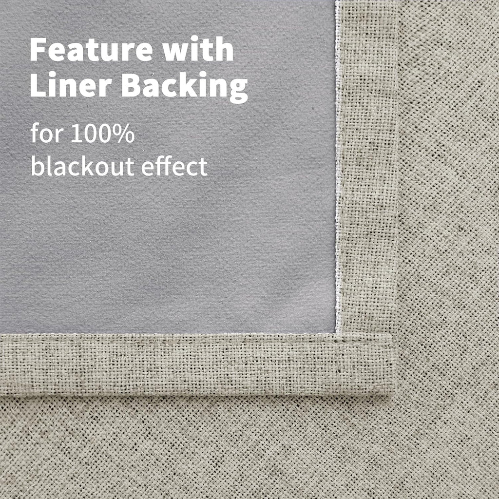 YoungsTex Camel Linen Blackout Curtains 63 Inch Length for Bedroom, Thermal Insulated Window Drapes with Grommet Room Darkening Privacy for…