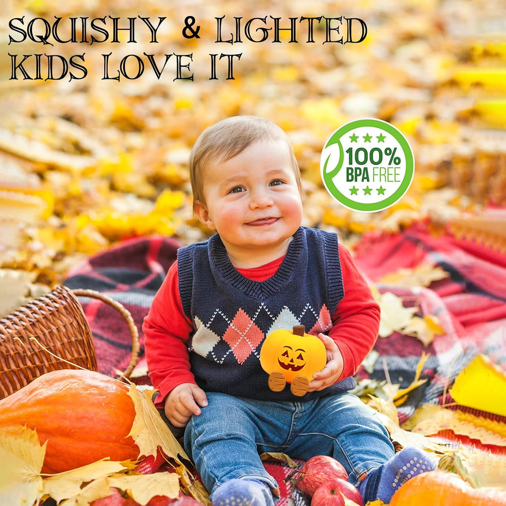 Gefaxi Pumpkin Night Light for Kids Cute Jack O Lantern Halloween Decor Nightlight for Baby Nursery Toddler Squishy Pumpkin Lights Cordless…