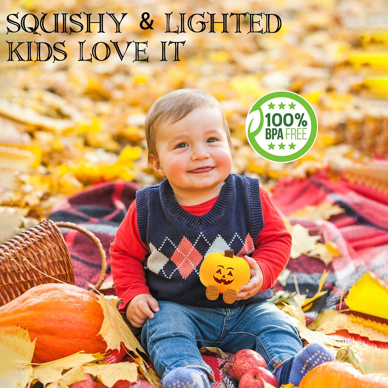 Gefaxi Pumpkin Night Light for Kids Cute Jack O Lantern Halloween Decor Nightlight for Baby Nursery Toddler Squishy Pumpkin Lights Cordless…