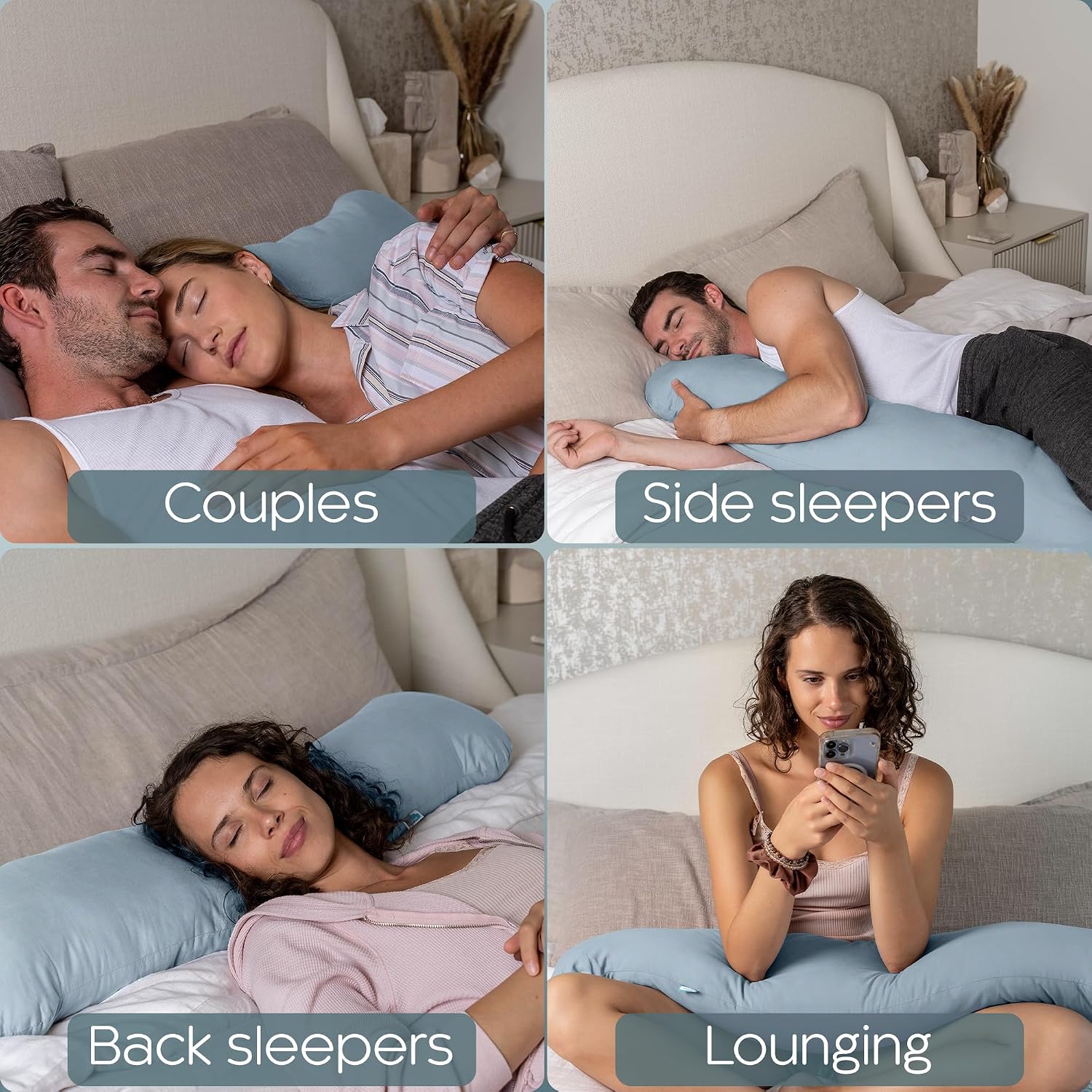 Weighted Body Pillow 8lbs - Weighted Pillow for Deeper Sleep (48" x 14") - Cooling Body Pillows for Adults, Side Sleeper Body Pillows…