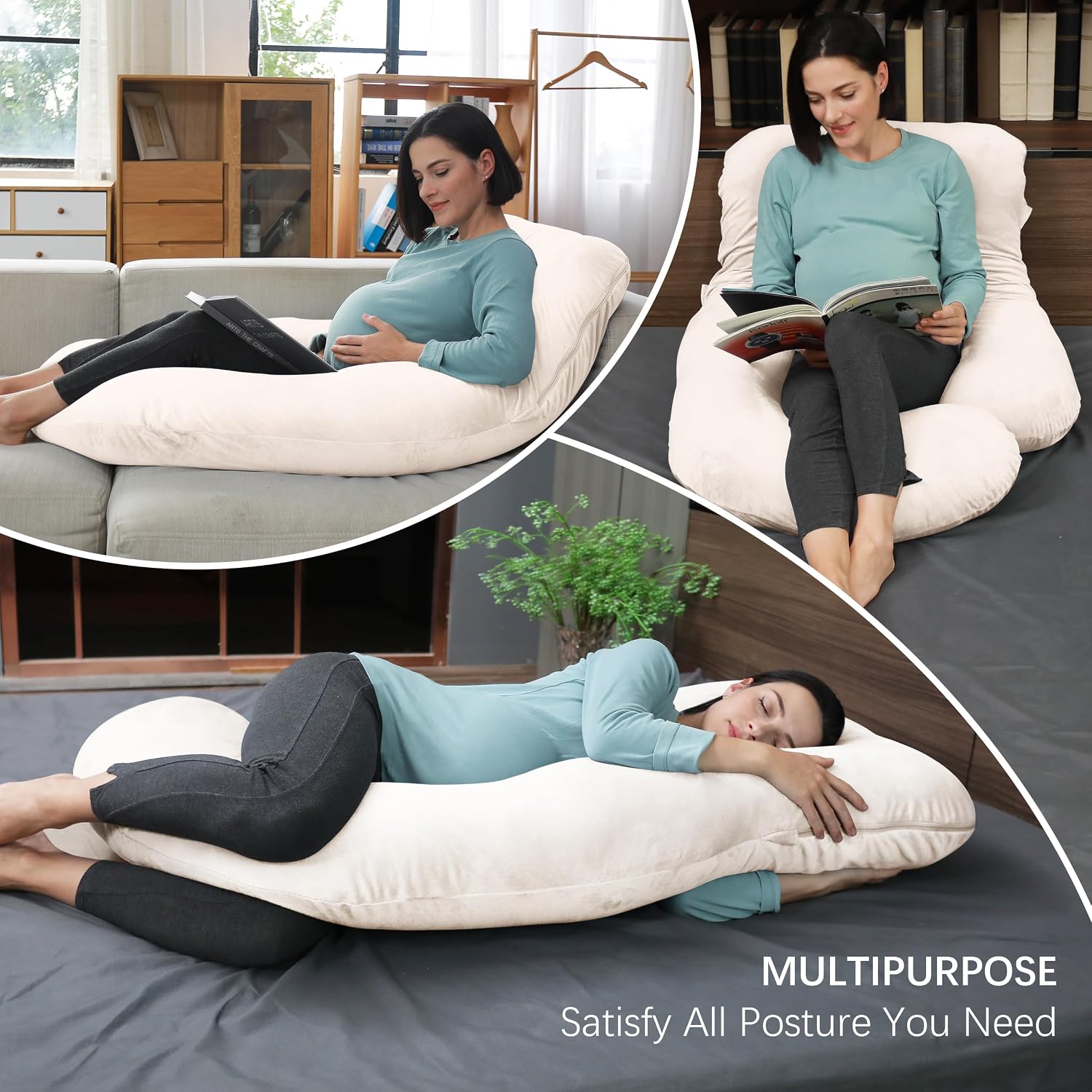 Moonpark MOON PARK Pregnancy Pillows for Sleeping - U Shaped Full Body Maternity Pillow with Removable Cover - Support for Back, Legs, Bell…