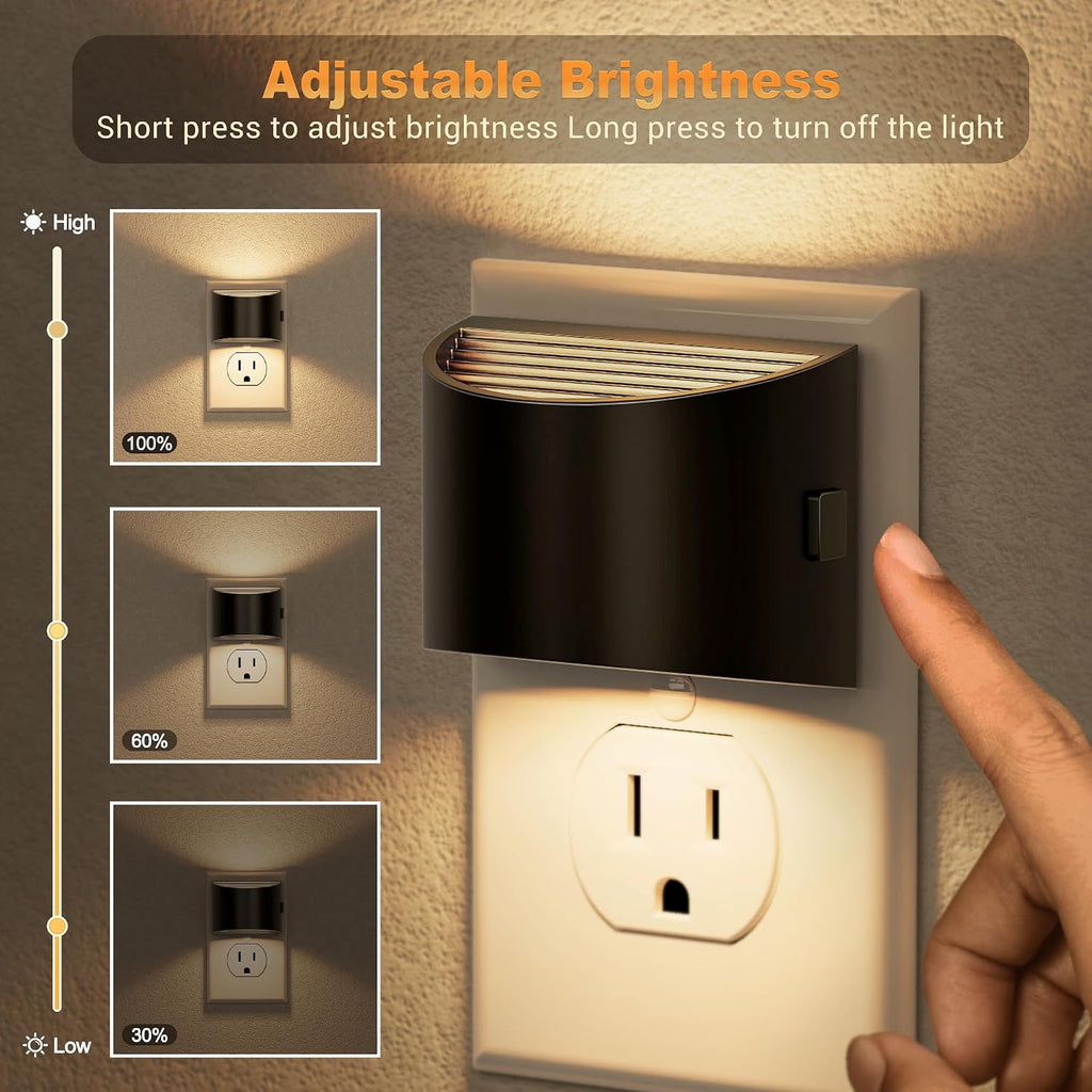 JandCase Night Light, Automatic Night Lights Plug into Wall, 4 Pack Dusk to Dawn Sensor Nightlight, 3000K Soft White Brightness Adjustable…