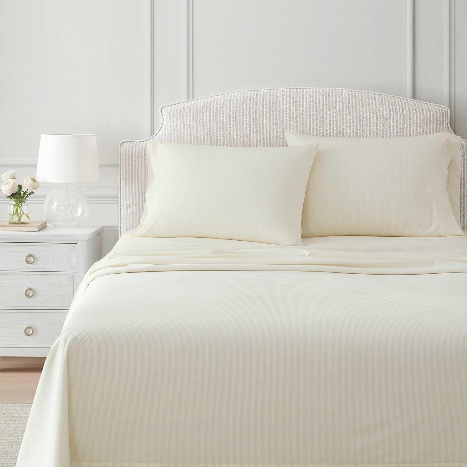 MarthaStewart Martha Stewart - Twin Size Sheets Set, Crisp & Tailored Cooling Sheets with a Naturally Smooth Cotton Percale Lightweight Fee…