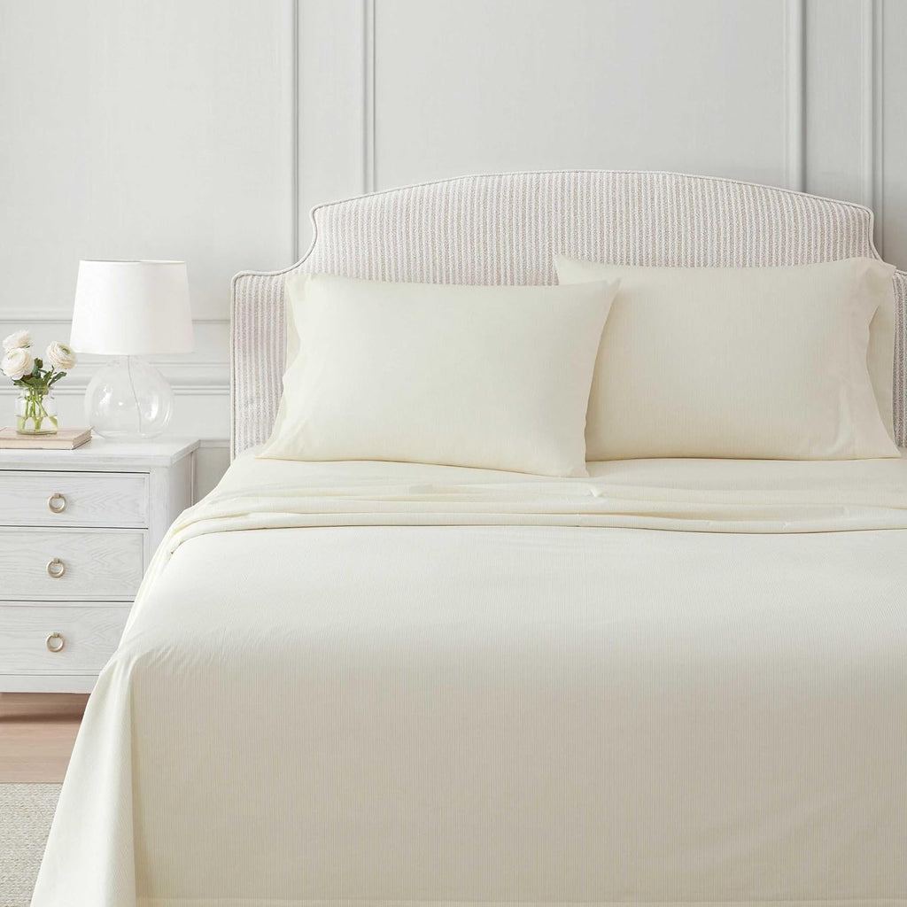 MarthaStewart Martha Stewart - King Size Sheets Set, Crisp & Tailored Cooling Sheets with a Naturally Smooth Cotton Percale Lightweight Fee…