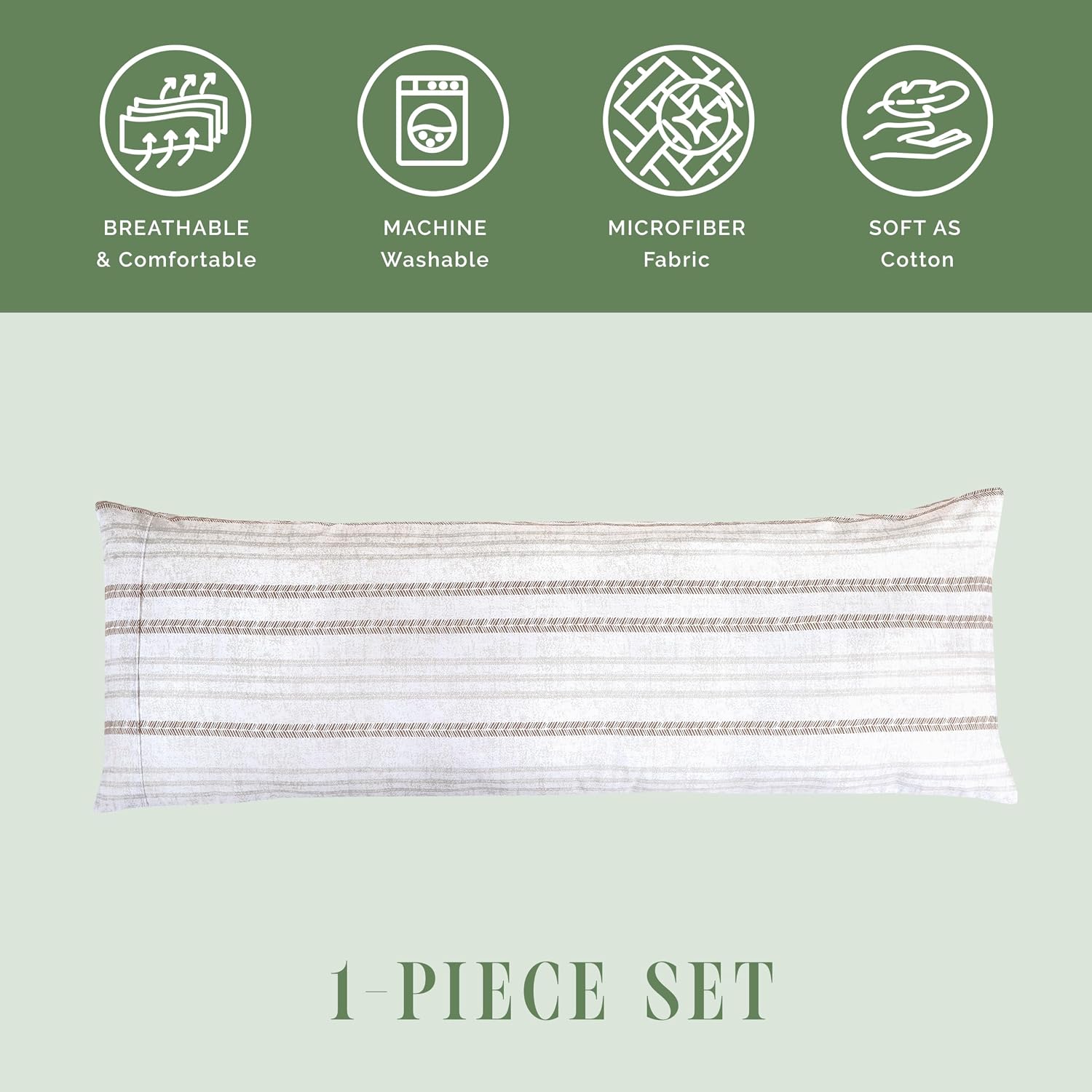 Elegantcomfort Elegant Comfort Ultra Soft 1-Piece Set Striped Print Pillowcases - 1500 Hotel Quality Microfiber, Soft and Smooth Hidden Zip…