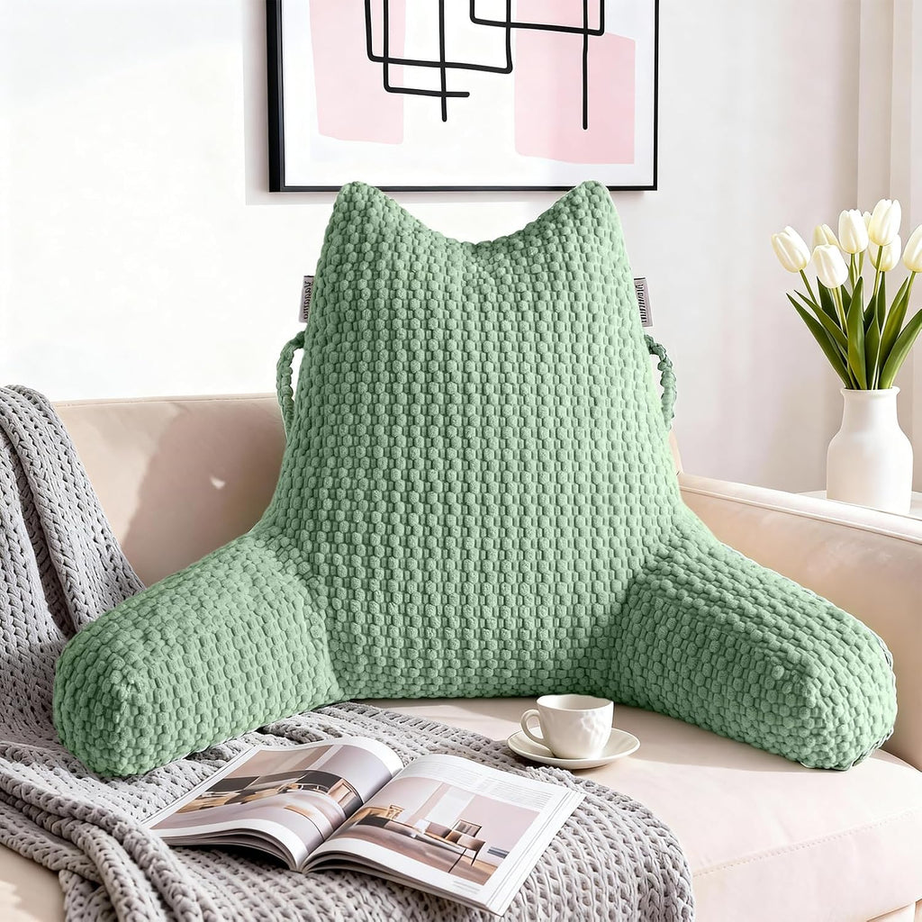 Yagamo Yaagmo Large Reading Pillow for Bed Sitting Up, Corduroy Backrest Pillow with Shredded Memory Foam Filling, Back Support Cush…