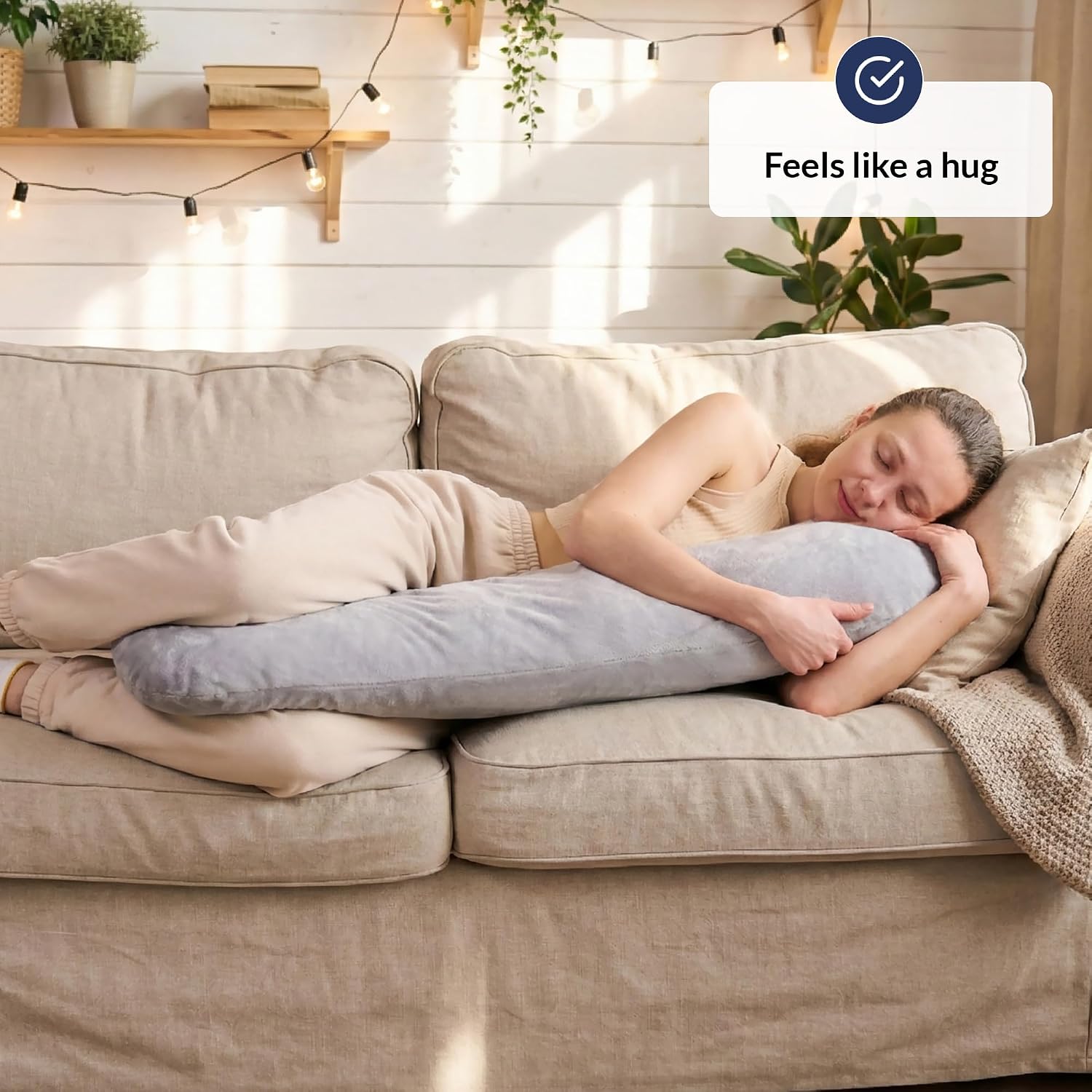 ODOXIA Weighted Pillow for Adults 6.5lbs (41" x 12") | Sleep Better & Feel Calm | Weighted Body Pillow for Stress Relief | Sleeping…