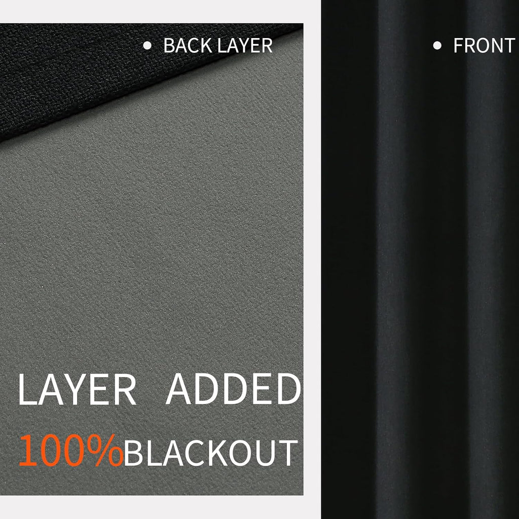 Joydeco Blackout Curtains 72 Inches Long 2 Panels Burg, Room Darkening Curtains for Bedroom, 100% Black Out Textured Thermal Drapes Privacy…