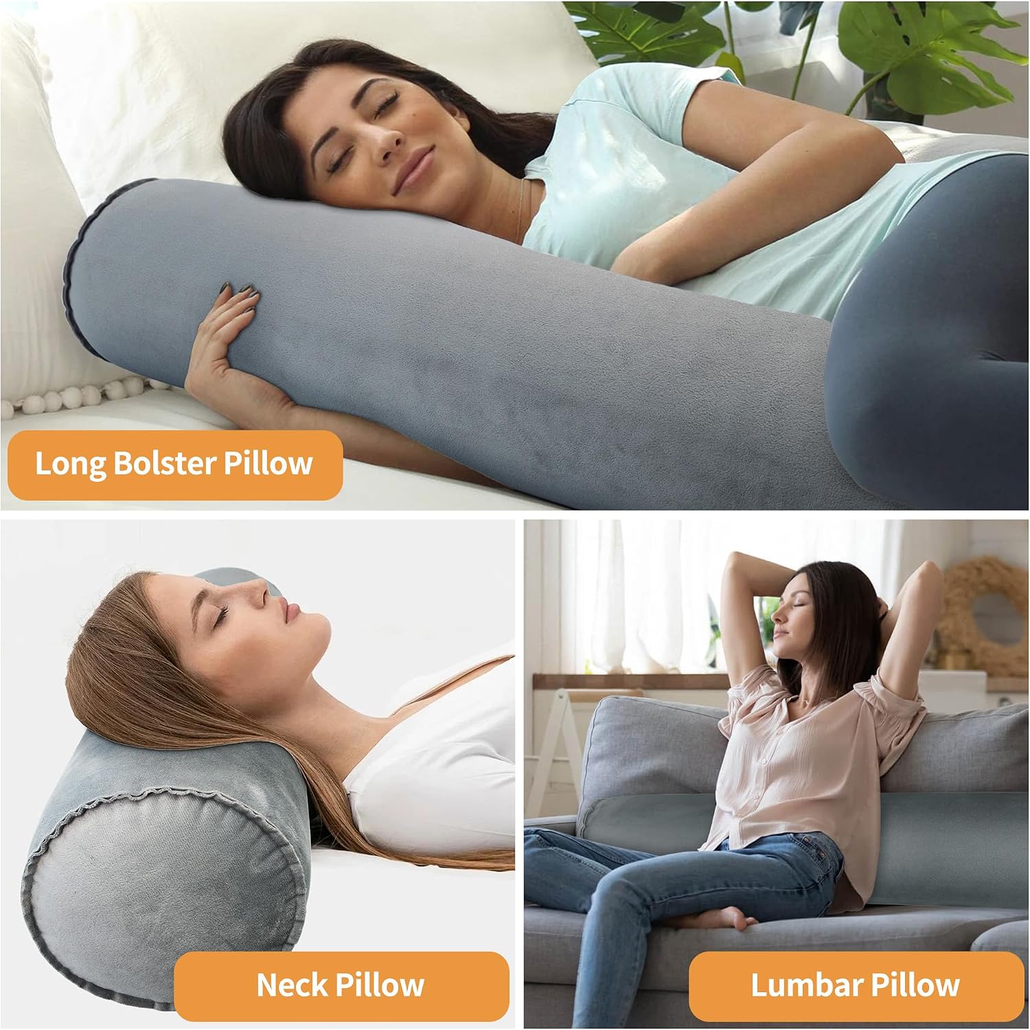 Eulant Inflatable Body Pillow for Adults, Inflatable Travel Body Pillow for Sleep,47inch Long Hug Pillow Bolster Pillow for Sleeping, Back 4…