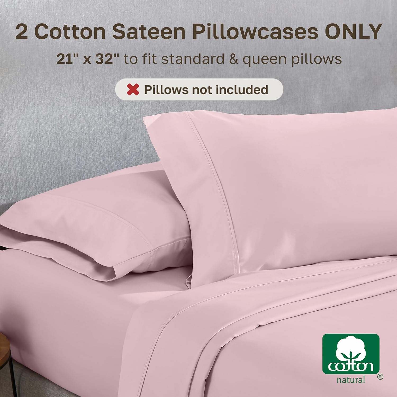 CaliforniaDesignDen California Design Den Standard Queen Size Pillowcase Set - 400 Thread Count, 100% Cotton Sateen, Set of 2 Pillow Covers…