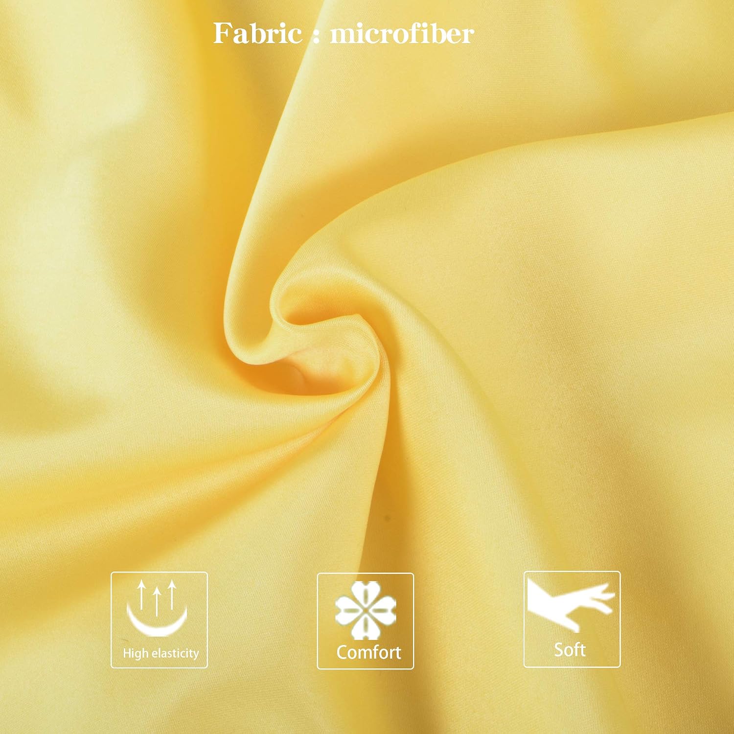 Ntbay Zippered Satin Pillow Cases for Hair and Skin, Luxury Queen Hidden Zipper Pillowcases Set of 2, 20x30 Inches, Yellow 30 Inches
