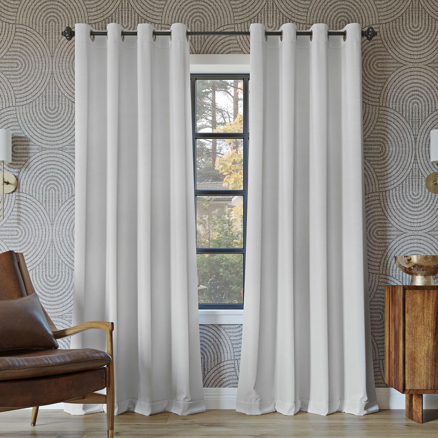 Sun Zero Nordic Theater Grade Extreme 100% Blackout Grommet Curtain Single Panel, 52" x 95", Pearl