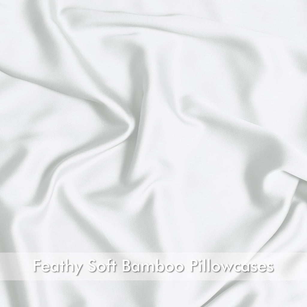 ShunjieHome Bamboo Viscose Pillow Protectors Queen Size Set of 2, 400 Thread Count Cooling Zippered Pillowcases for Hot Sleepers & Night Sw…