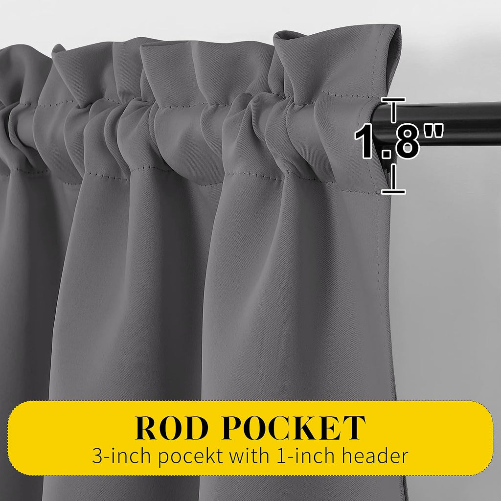 Nicetown Short Curtains with Attached Valance for Small Window, Thermal Insulated Rod Pocket Room Darkening Curtains for Living Room, 52" W…