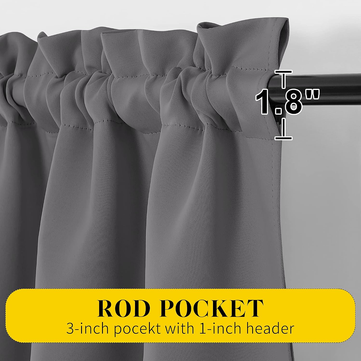 Nicetown Short Curtains with Attached Valance for Small Window, Thermal Insulated Rod Pocket Room Darkening Curtains for Living Room, 52" W…