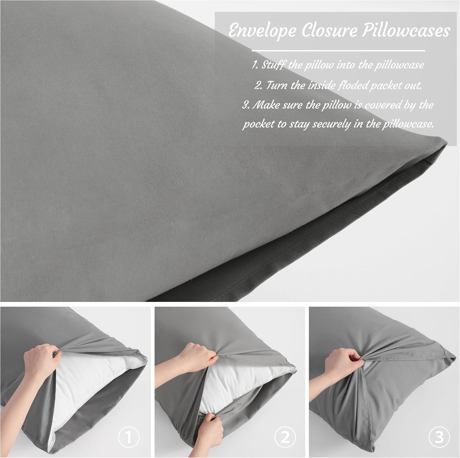 Ntbay Standard Pillow Cases Set of 2, 2 Pack Brushed Microfiber 20x26 Pillow Cases, Soft, Wrinkle, Fade, Stain Resistant Smoke Grey Pillow…