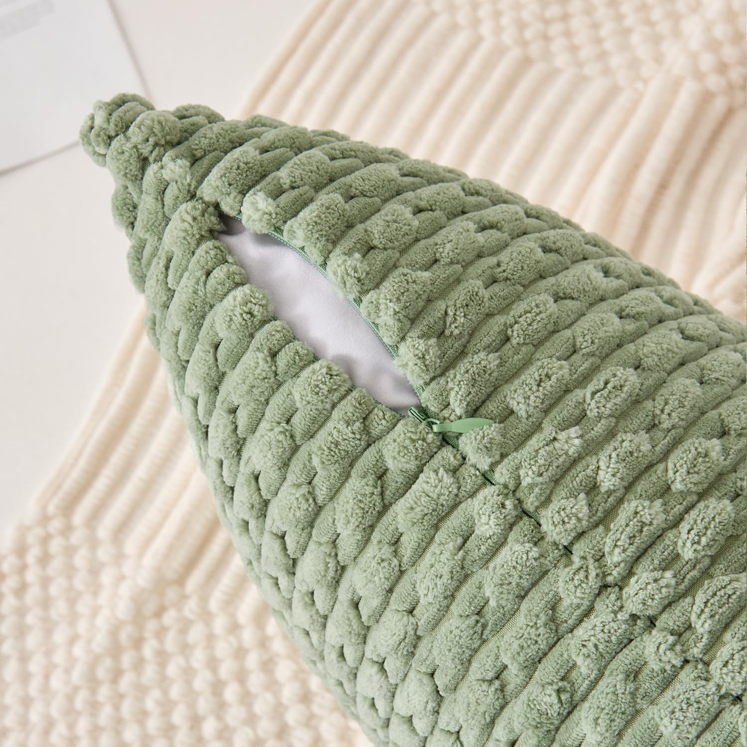 KevinTextile Kevin Textile Spring 20x54 Inch Long Body Lumbar 1 Pack Boho Decorative Throw Pillow Cover Soft Striped Corduroy Rectangle Cus…