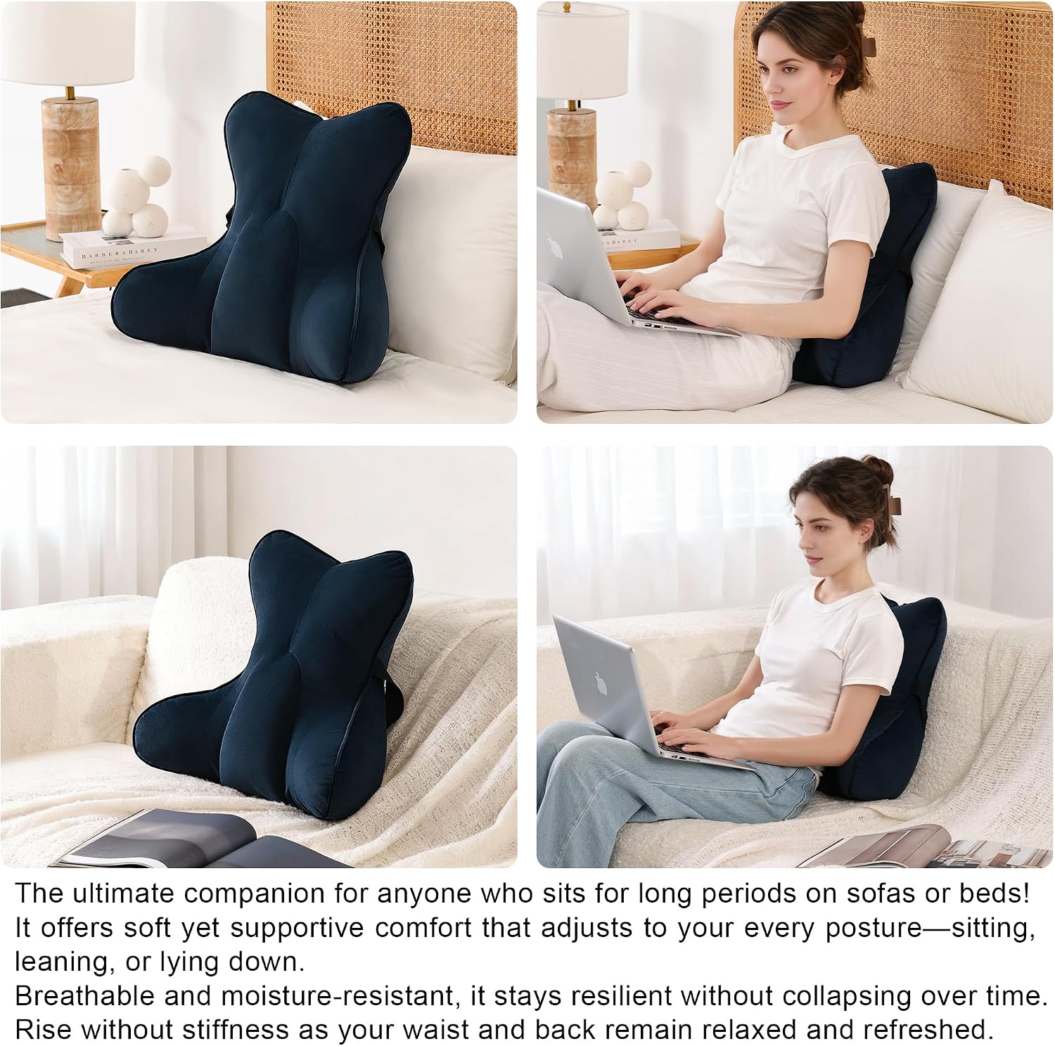 Lumbar Support Pillow(Pat. Pend) – Multi-Functional Ergonomic Back Cushion for Office Chair, Car Seat & Sofa, Reading Pillow with Firm…