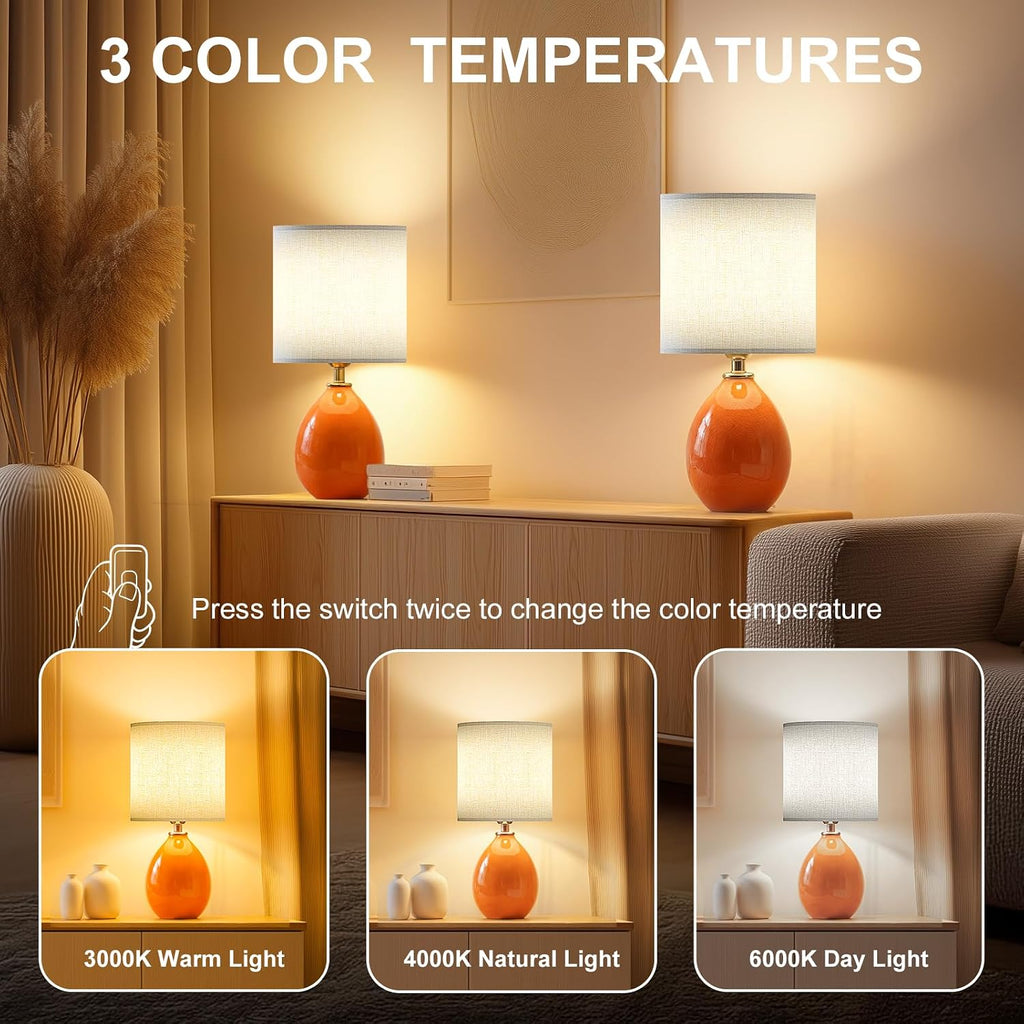 Dawnwake 18.5" Table Lamp Set of 2 for Living Room Bedroom, Bedside Lamps for Night Stands, Desk Nightstand Lamp Dimmable, Modern Linen…