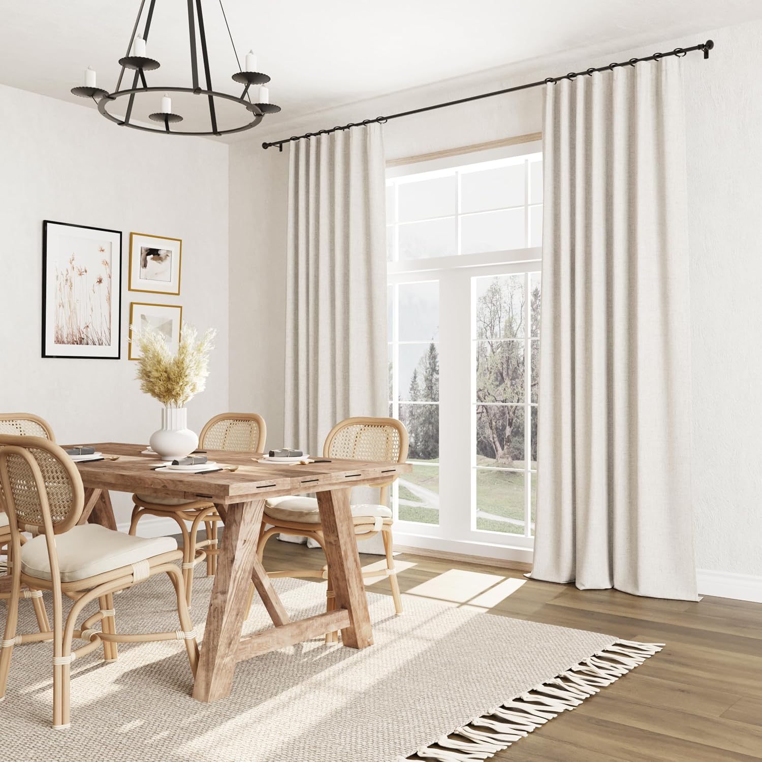 Guken Beige White 100% Blackout Linen Curtains 72 Inch Length 2 Panels Set for Living Room Bedroom Back Tab Thermal Insulated Black Out Dra…